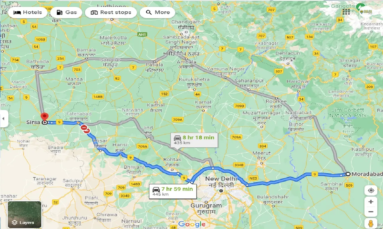 moradabad-to-sirsa-taxi