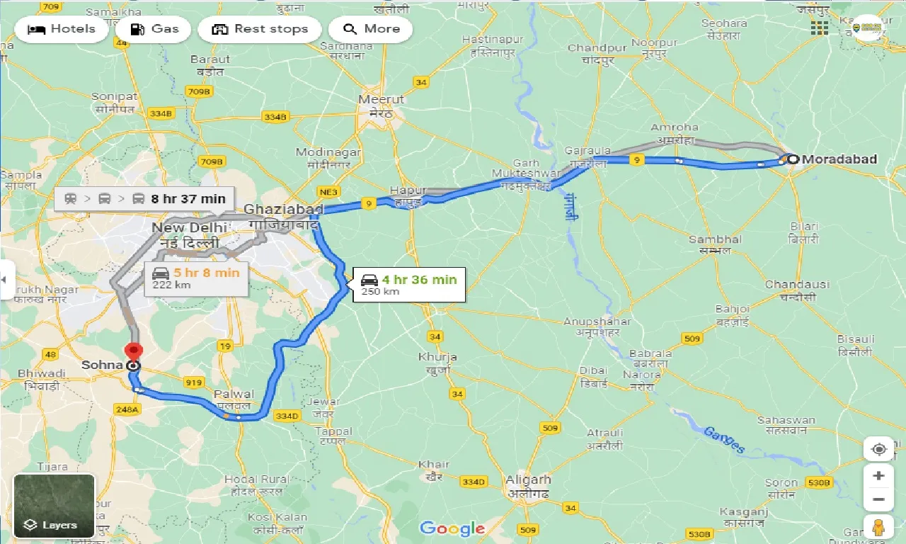 moradabad-to-sohna-taxi
