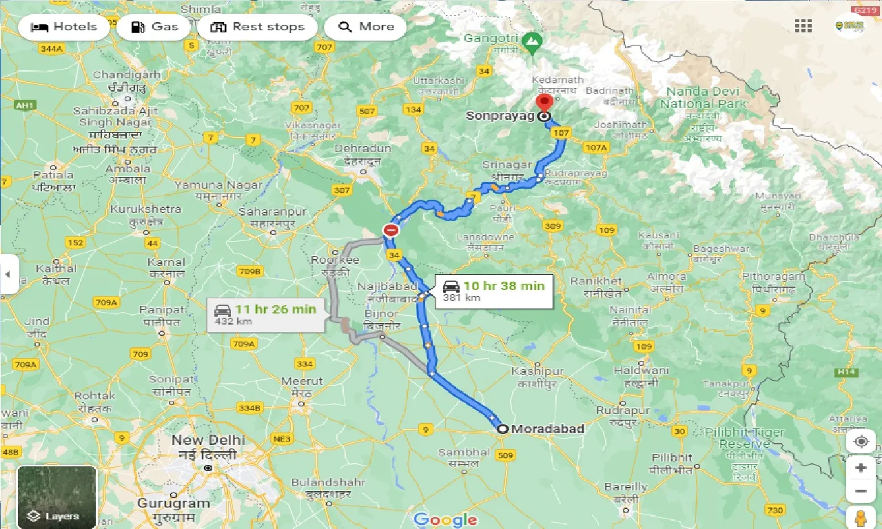 moradabad-to-sonprayag-taxi