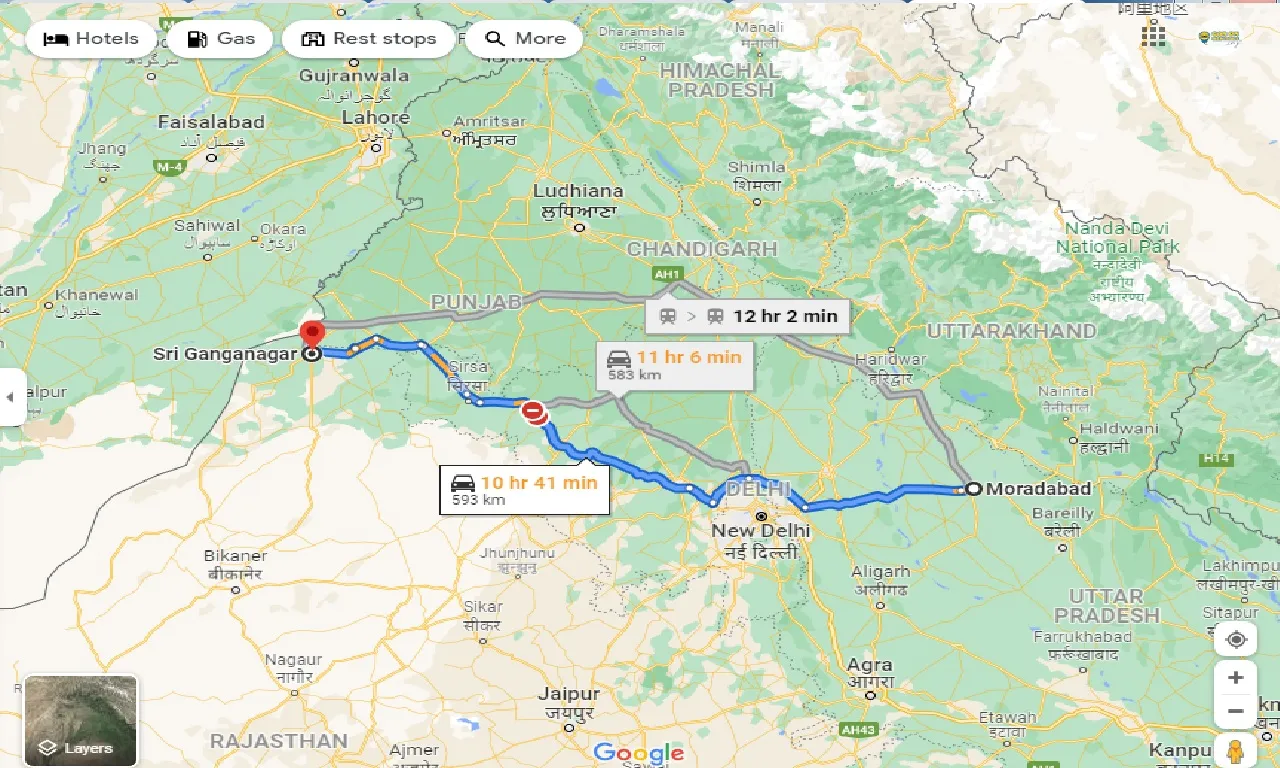 moradabad-to-sri-ganganagar-one-way
