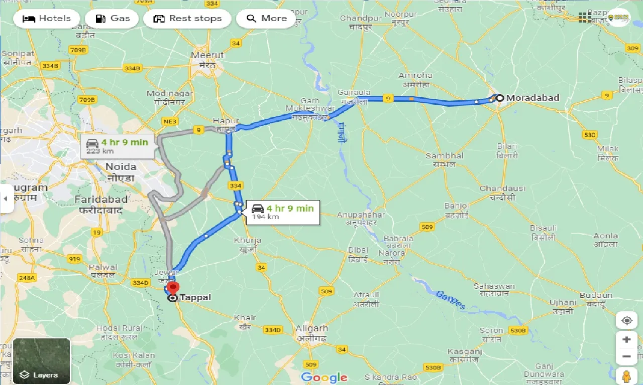 moradabad-to-tappal-one-way