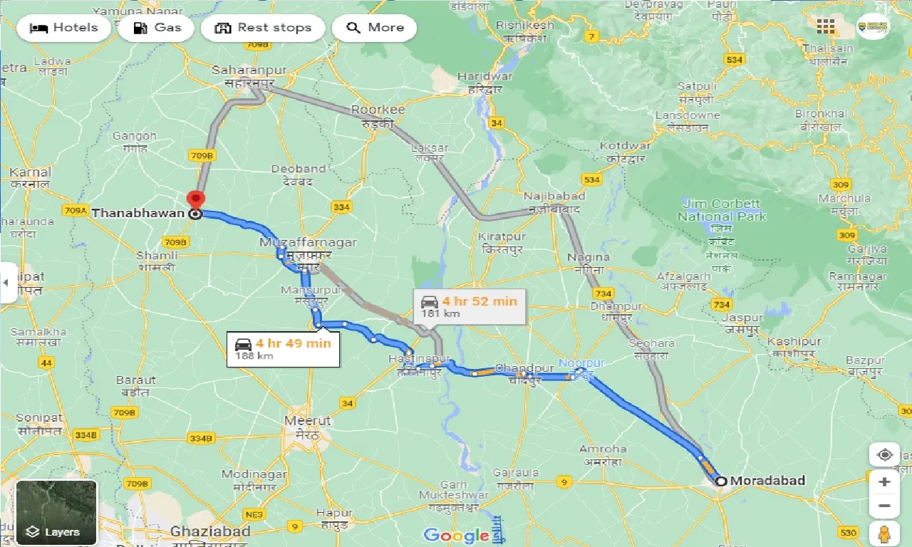 moradabad-to-thanabhawan-taxi