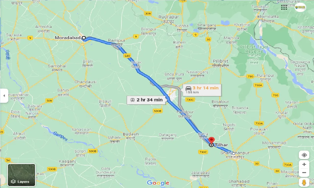 moradabad-to-tilhar-one-way