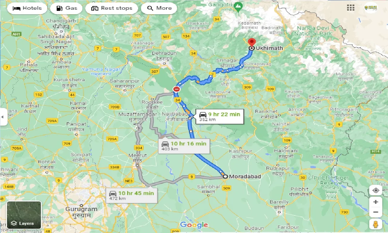 moradabad-to-ukhimath-taxi