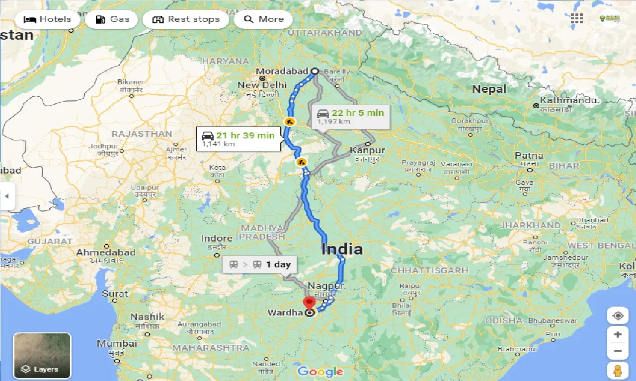 moradabad-to-wardha-taxi