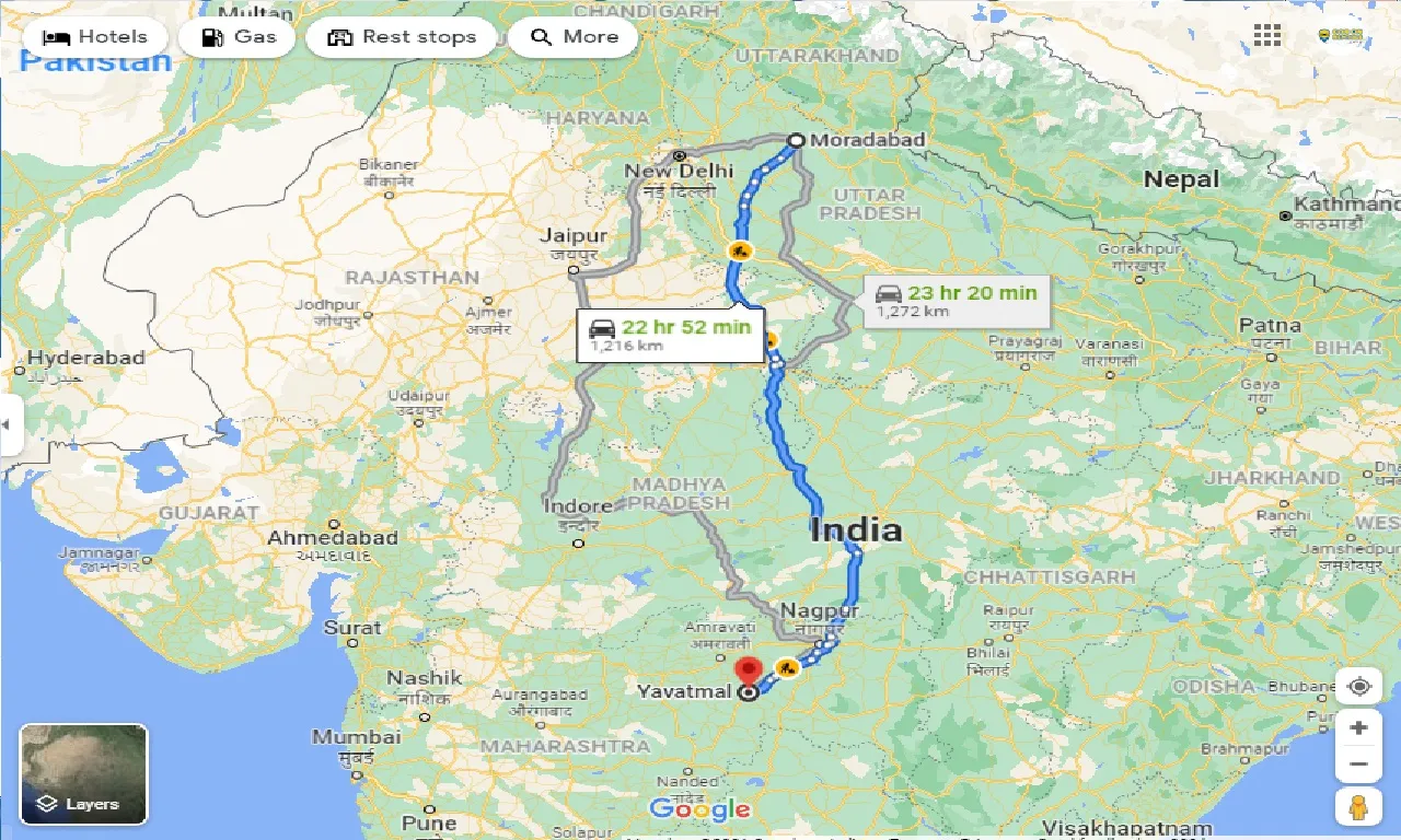 moradabad-to-yavatmal-taxi
