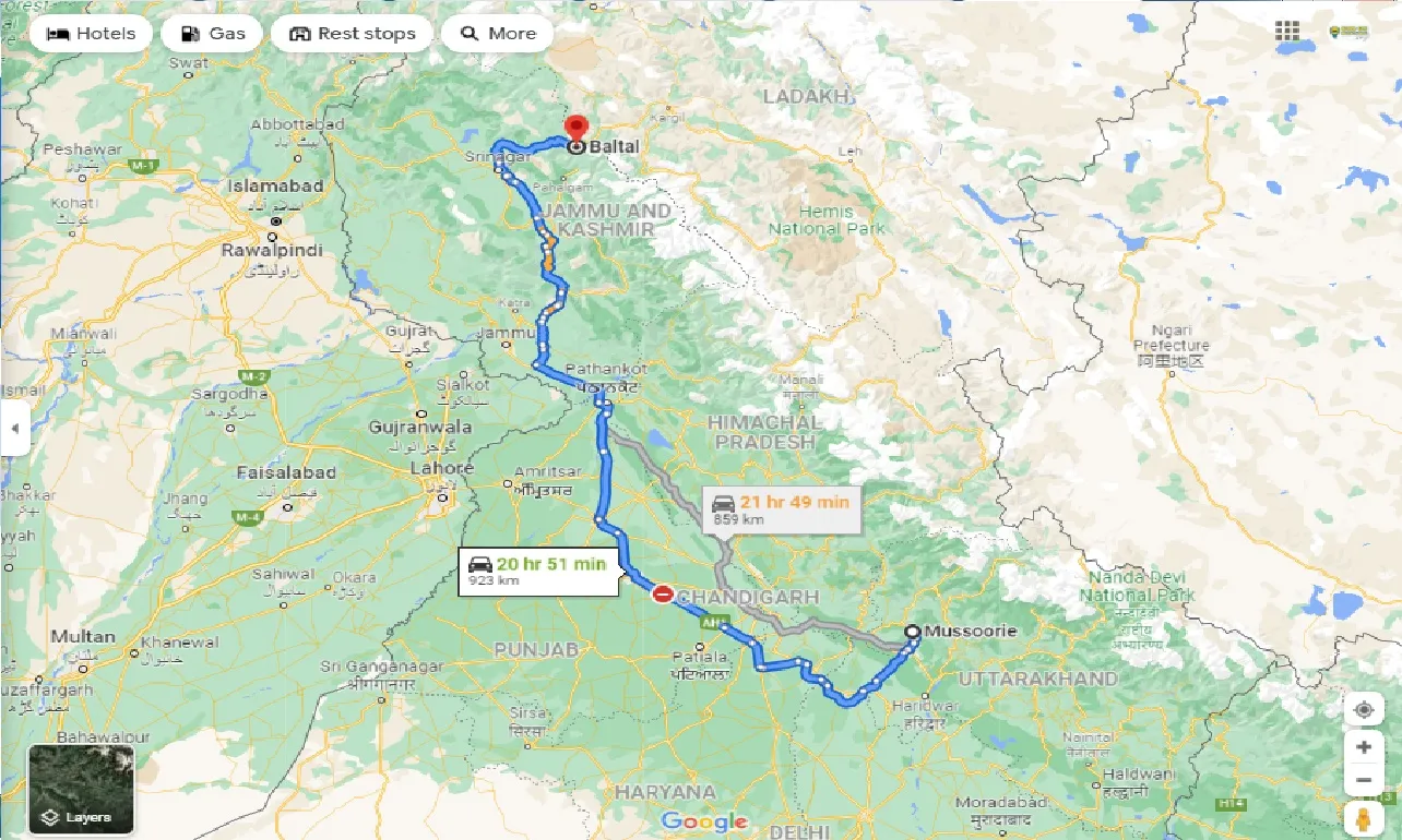 mussoorie-to-baltal-one-way