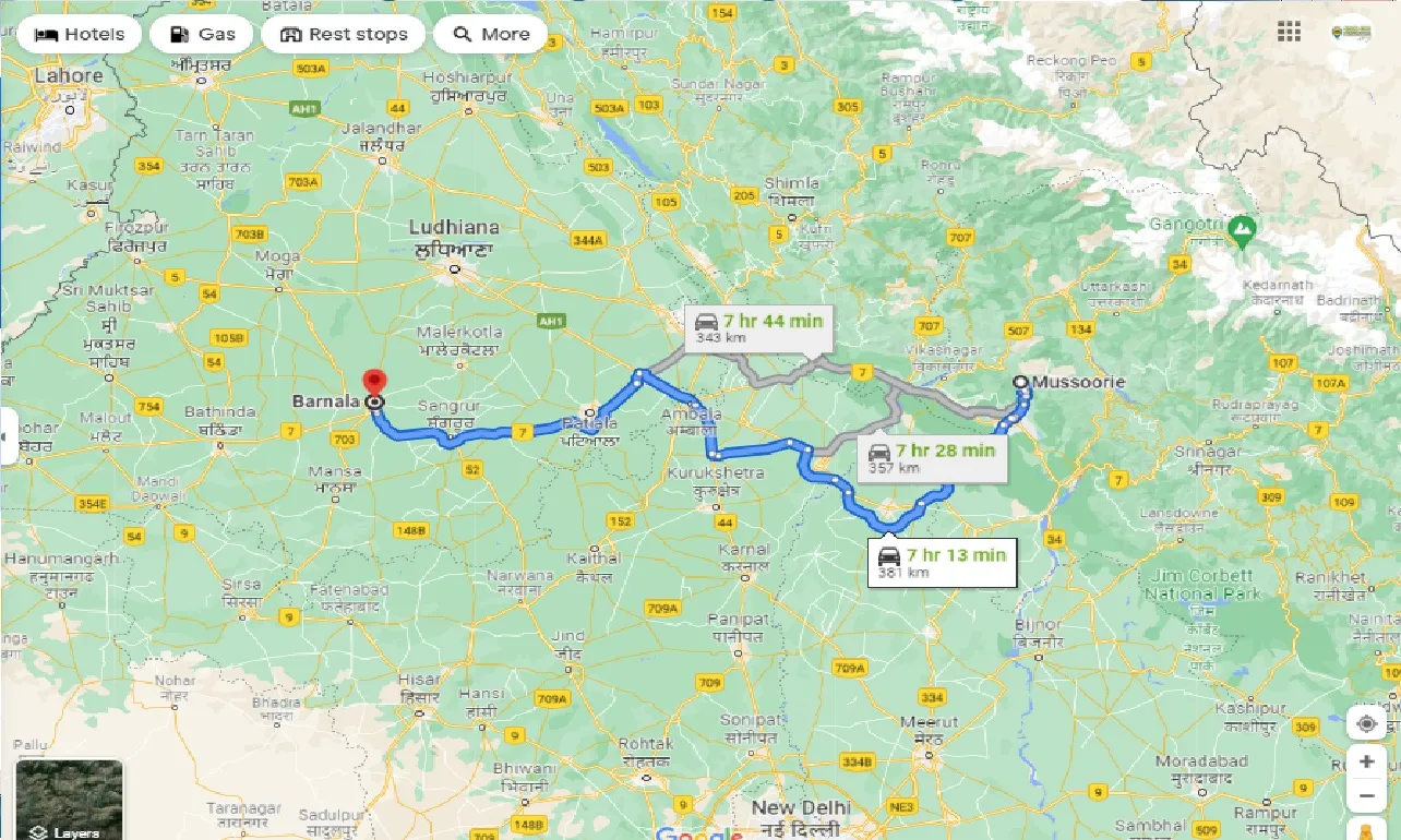 mussoorie-to-barnala-taxi