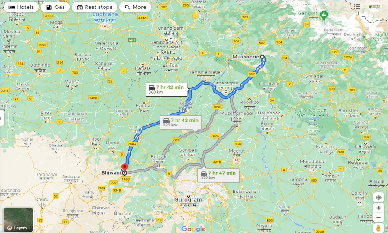 mussoorie-to-bhiwani-taxi