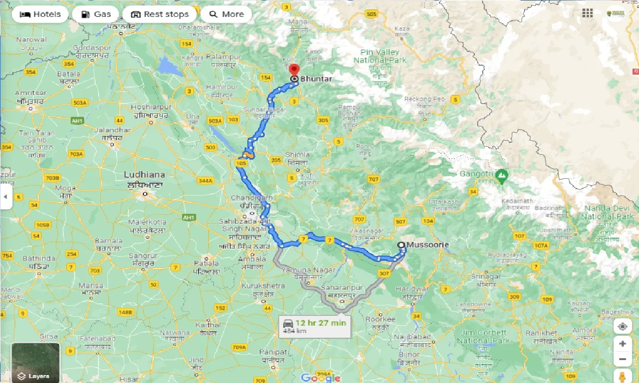 mussoorie-to-bhuntar-one-way