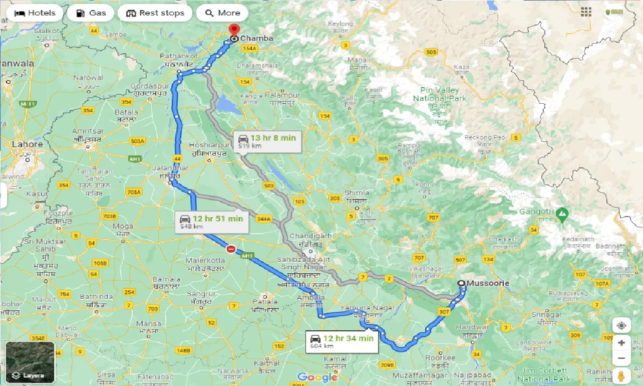 mussoorie-to-chamba-hp-one-way