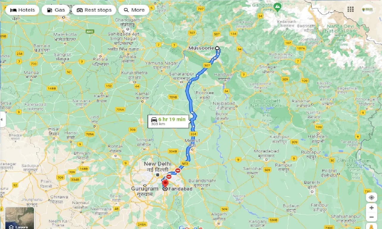 mussoorie-to-faridabad-one-way
