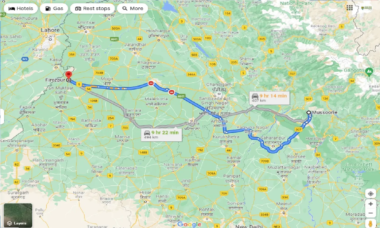 mussoorie-to-firozpur-taxi