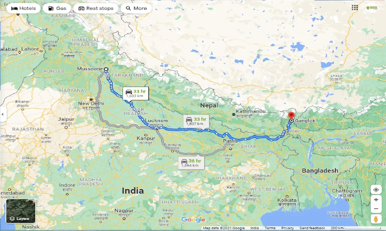 mussoorie-to-gangtok-taxi
