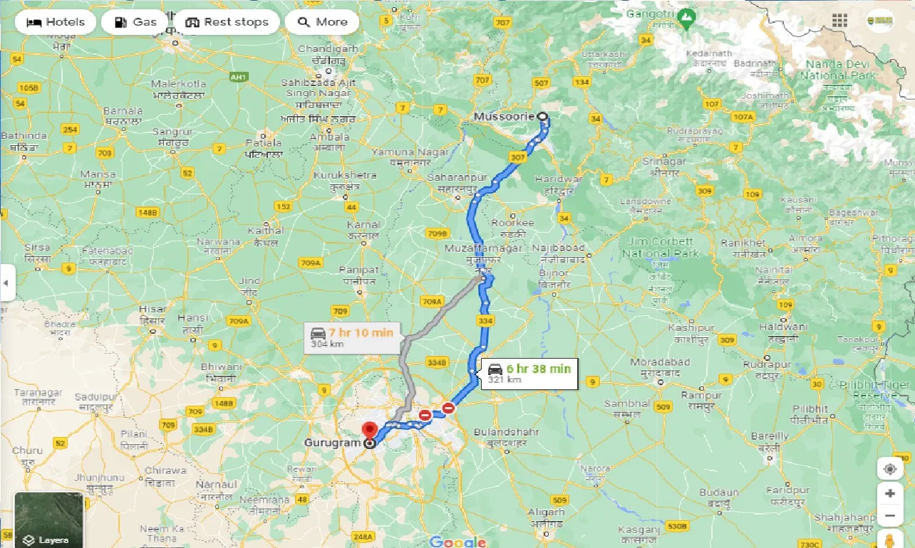 mussoorie-to-gurgaon-taxi