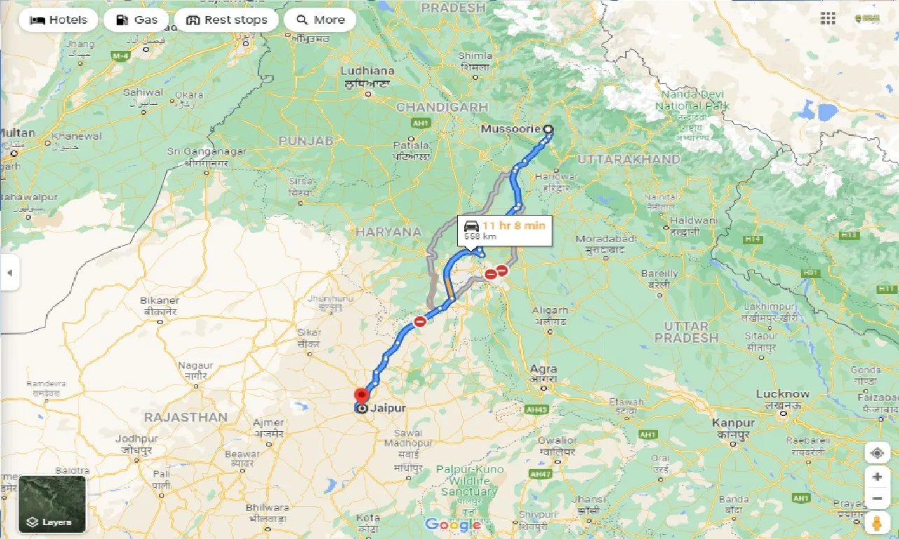 mussoorie-to-jaipur-one-way