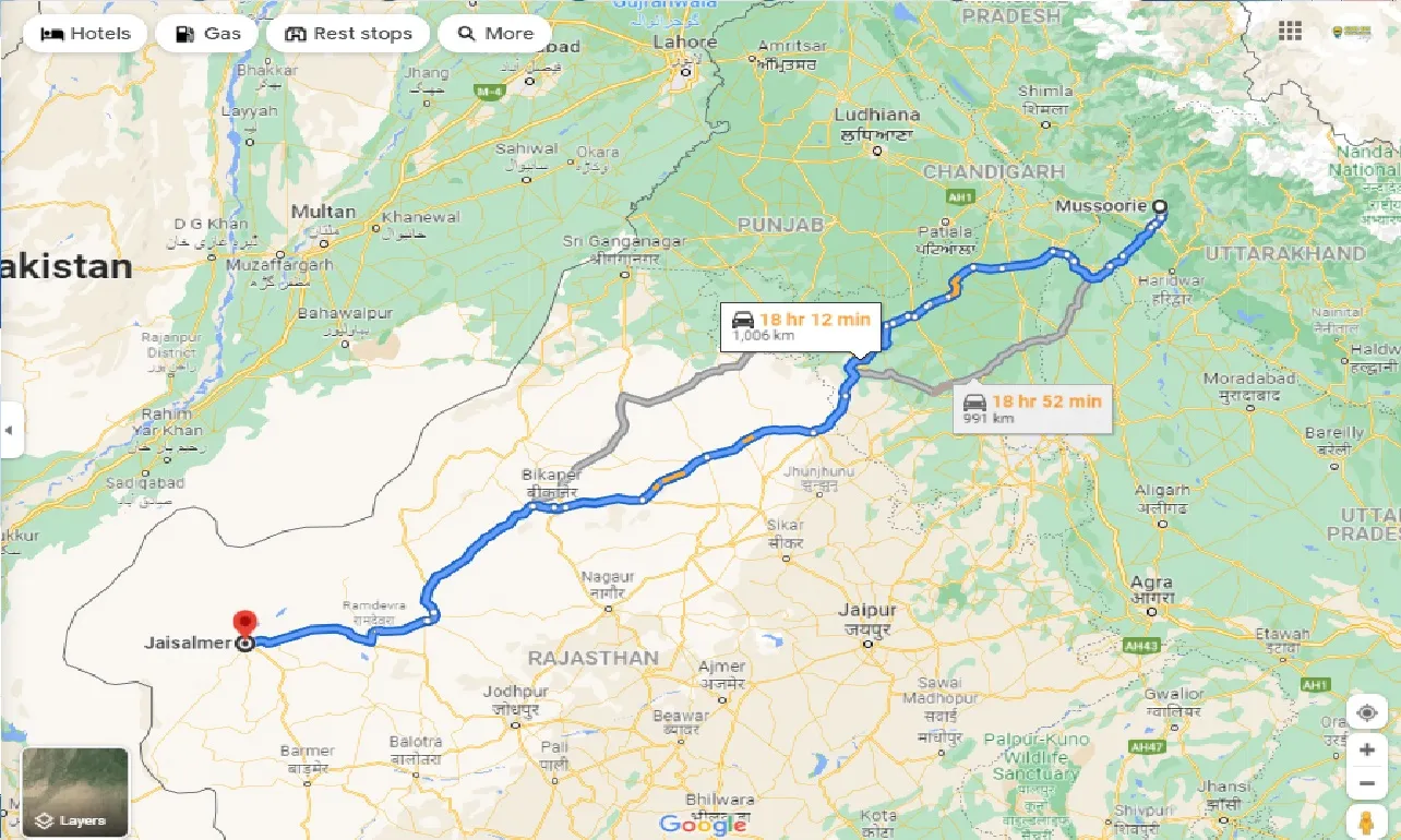 mussoorie-to-jaisalmer-one-way
