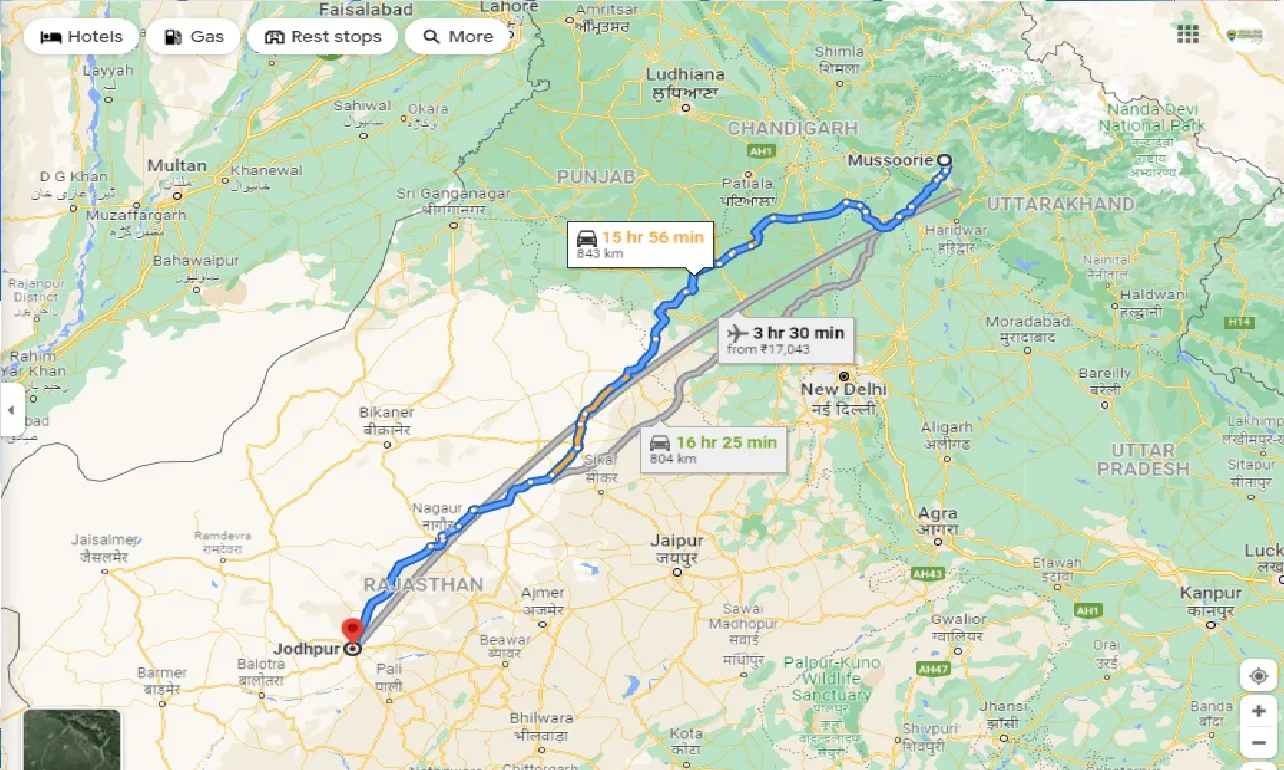 mussoorie-to-jodhpur-one-way