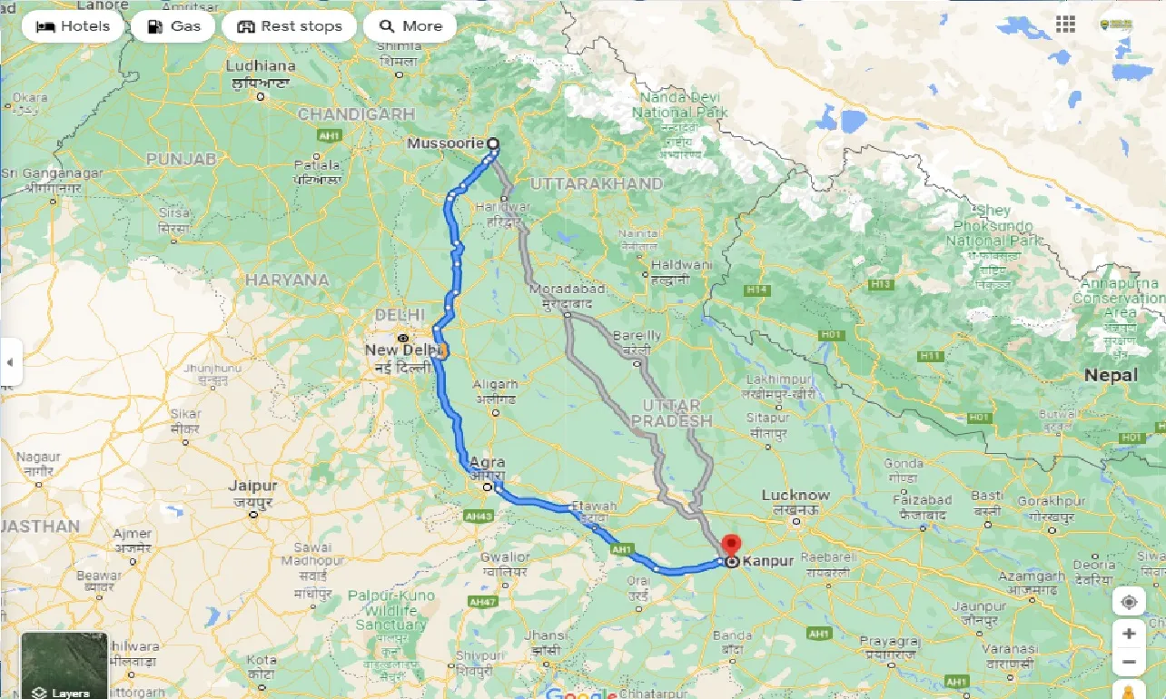 mussoorie-to-kanpur-one-way