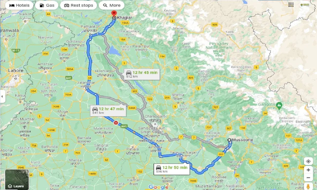 mussoorie-to-khajjiar-one-way
