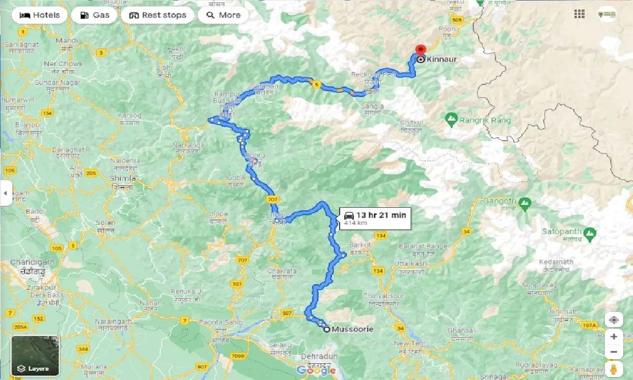 mussoorie-to-kinnour-one-way
