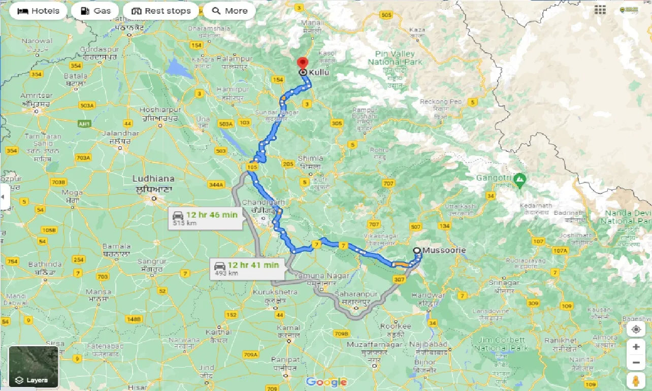 mussoorie-to-kullu-taxi