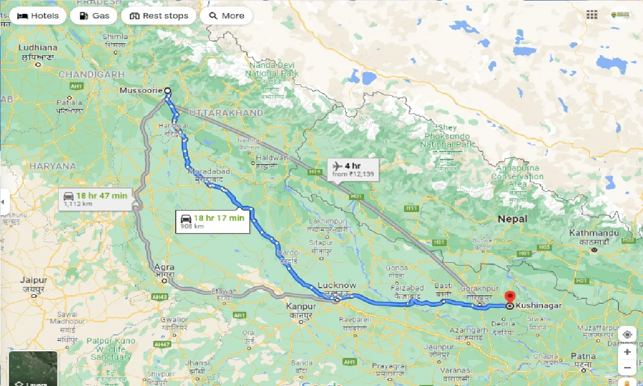 mussoorie-to-kushinagar-one-way
