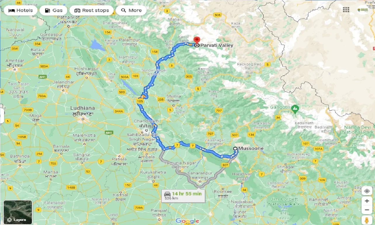 mussoorie-to-parvati-valley-taxi