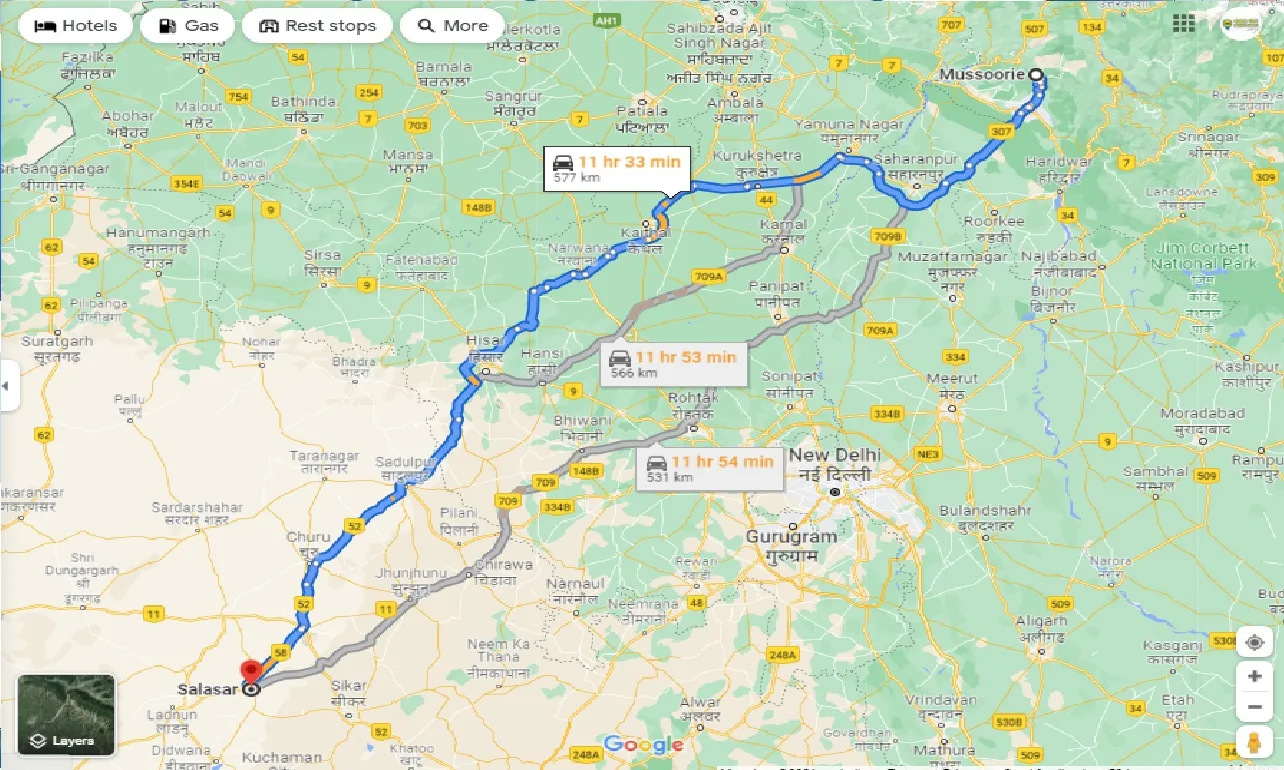 mussoorie-to-salasar-one-way