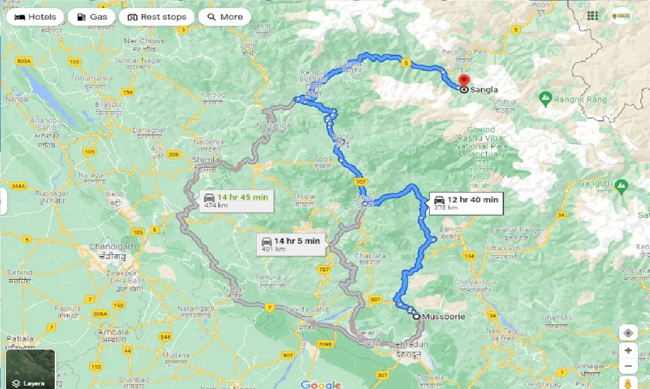 mussoorie-to-sangla-one-way