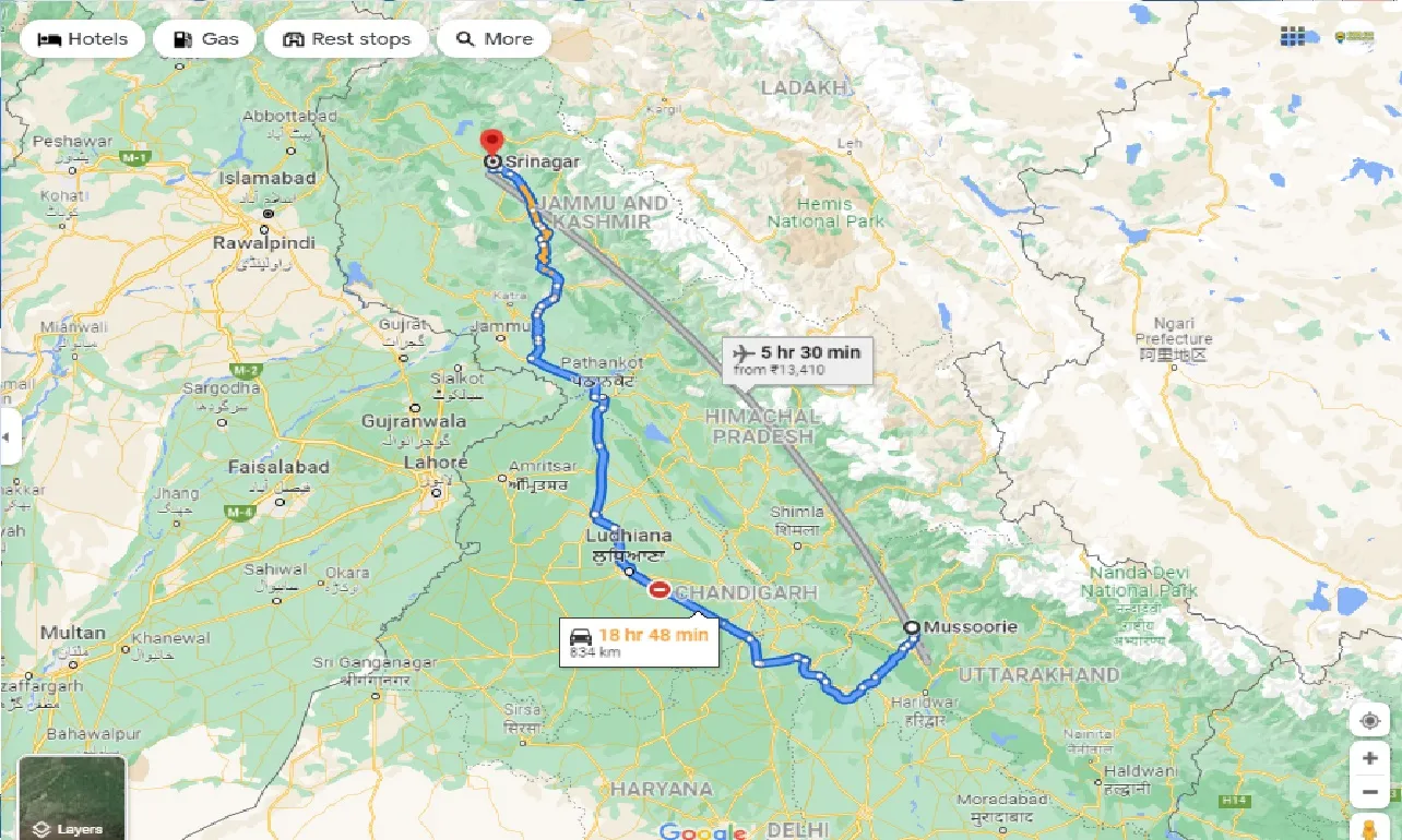 mussoorie-to-srinagar-one-way