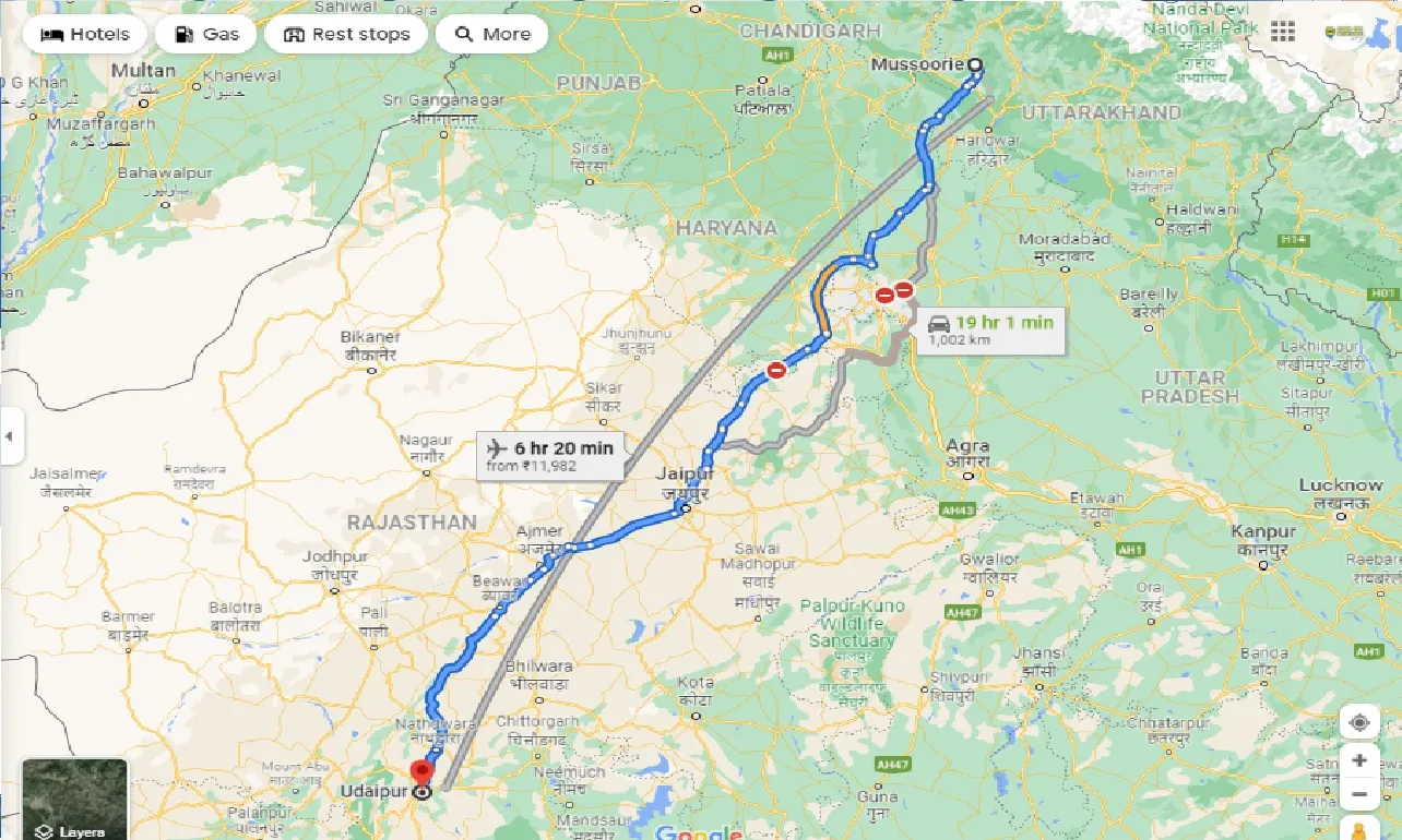 mussoorie-to-udaipur-one-way