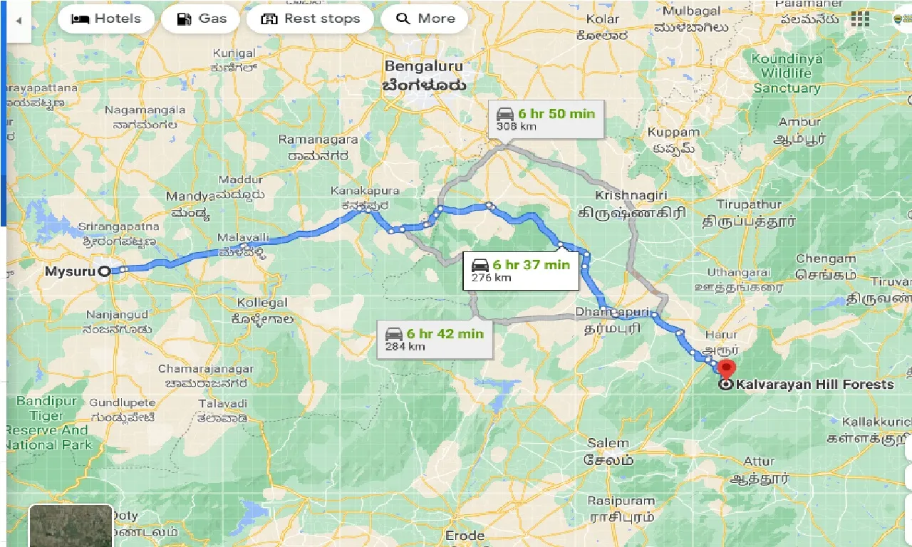 mysore-to-kalvarayan-hill-forest-taxi