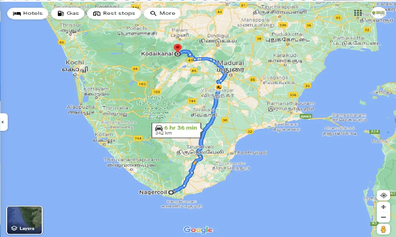 nagercoil-to-kodaikanal-one-way