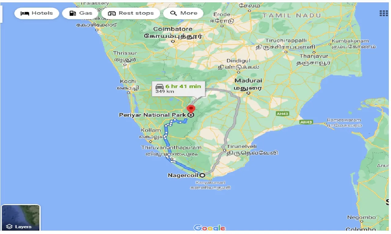 nagercoil-to-periyar-national-park-taxi