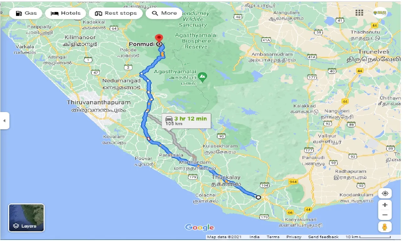 nagercoil-to-ponmudi-one-way