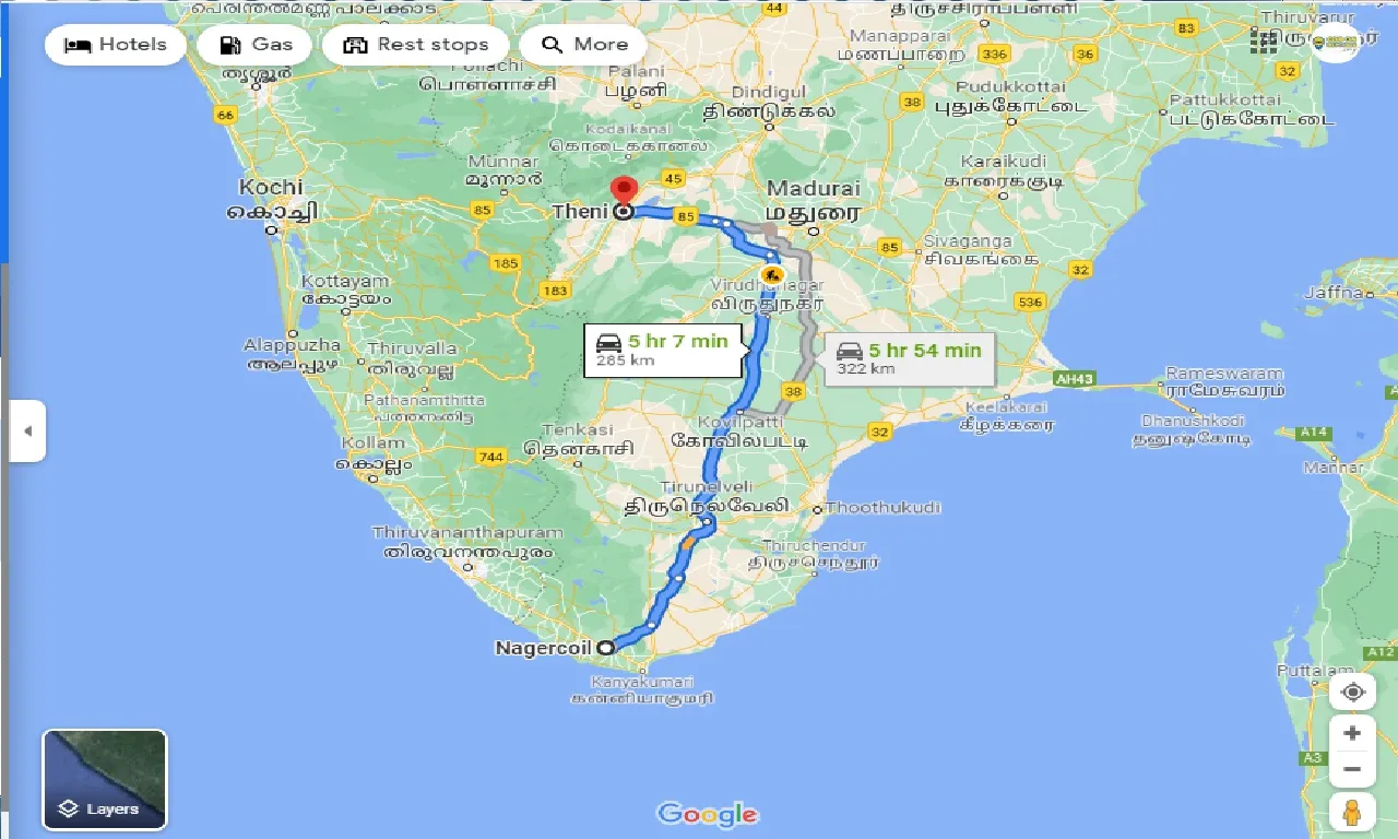 nagercoil-to-theni-one-way