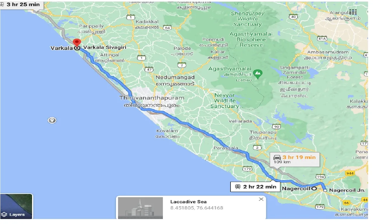 nagercoil-to-varkala-taxi
