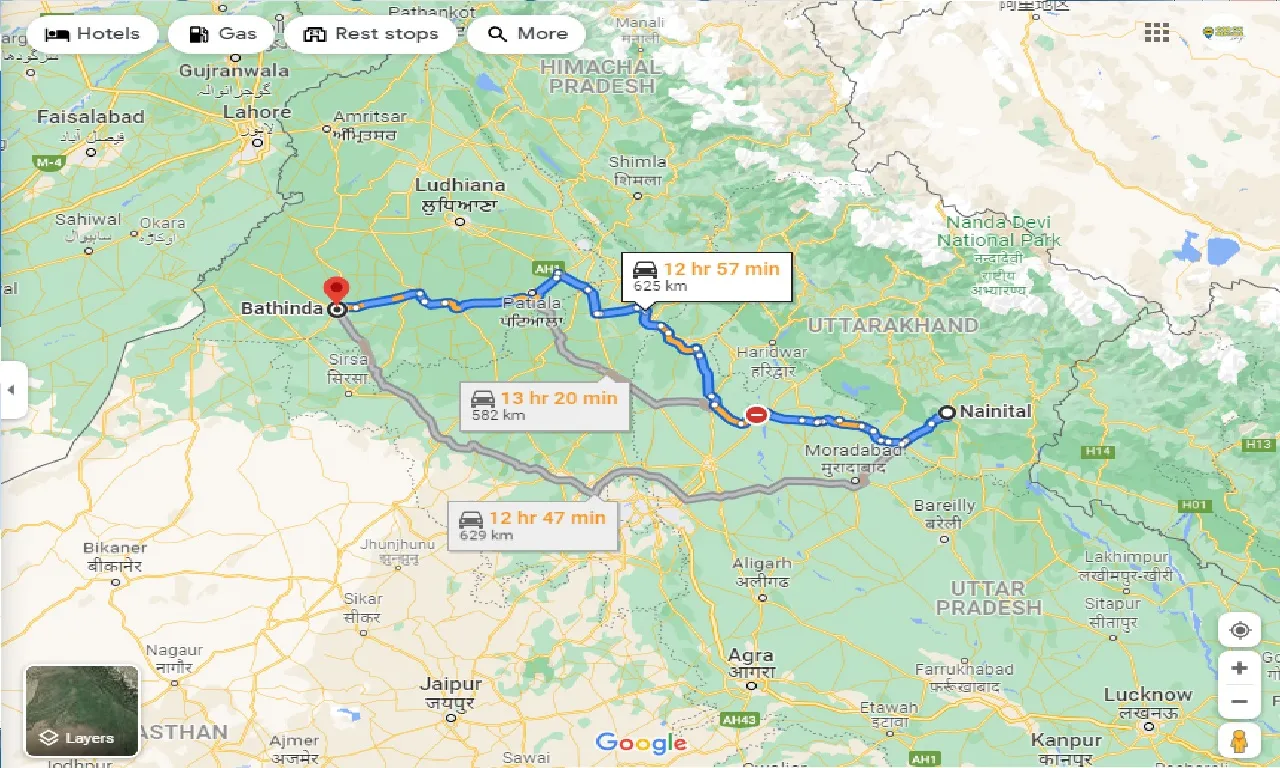 nainital-to-Bhatinda-taxi