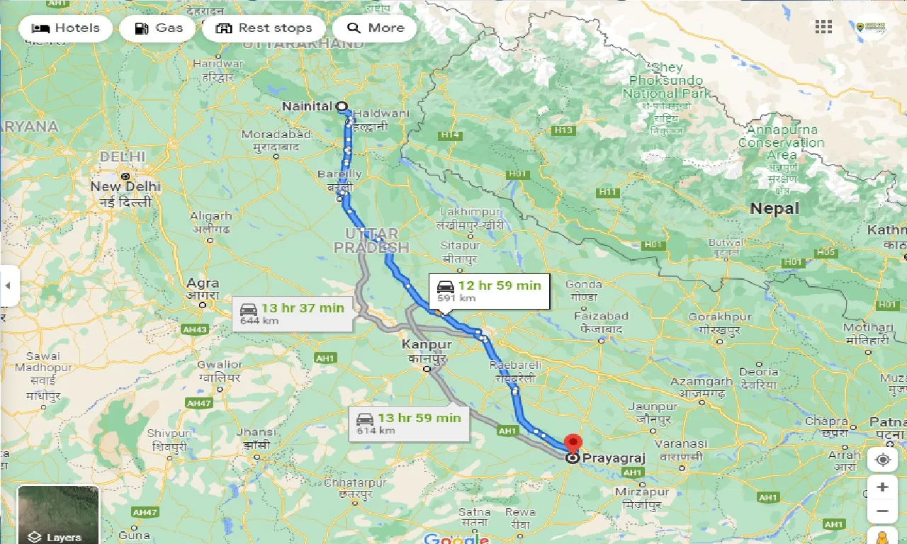 nainital-to-allahabad-one-way
