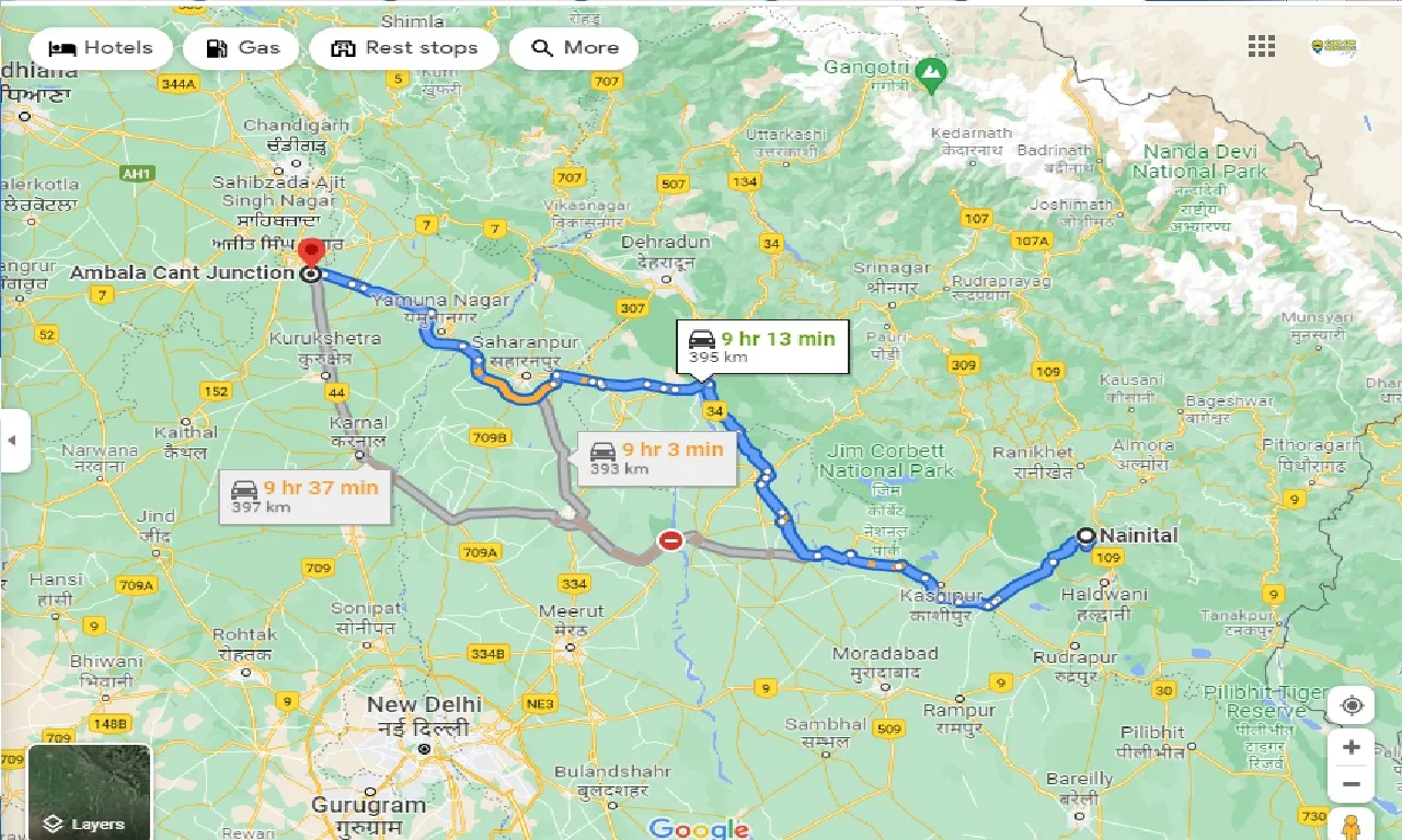 nainital-to-ambala-cantt-railway-station-taxi