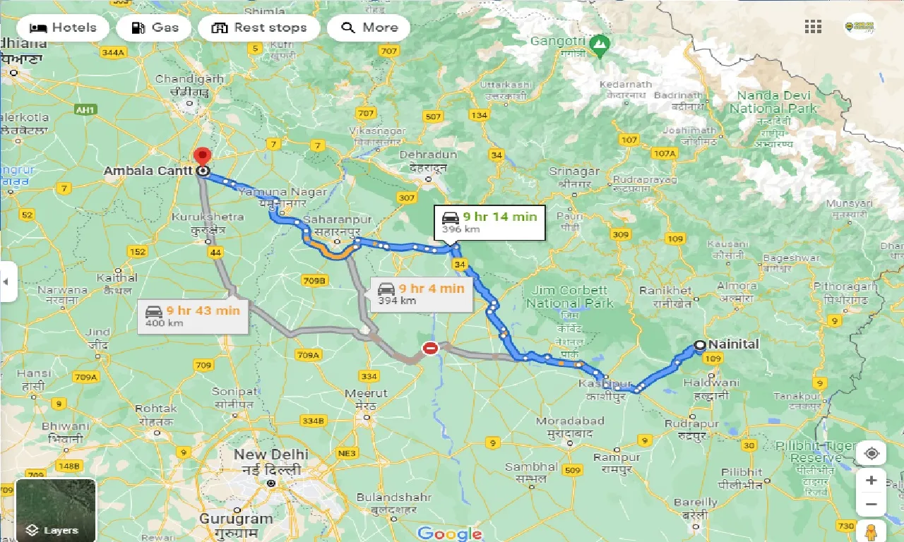 nainital-to-ambala-cantt-taxi