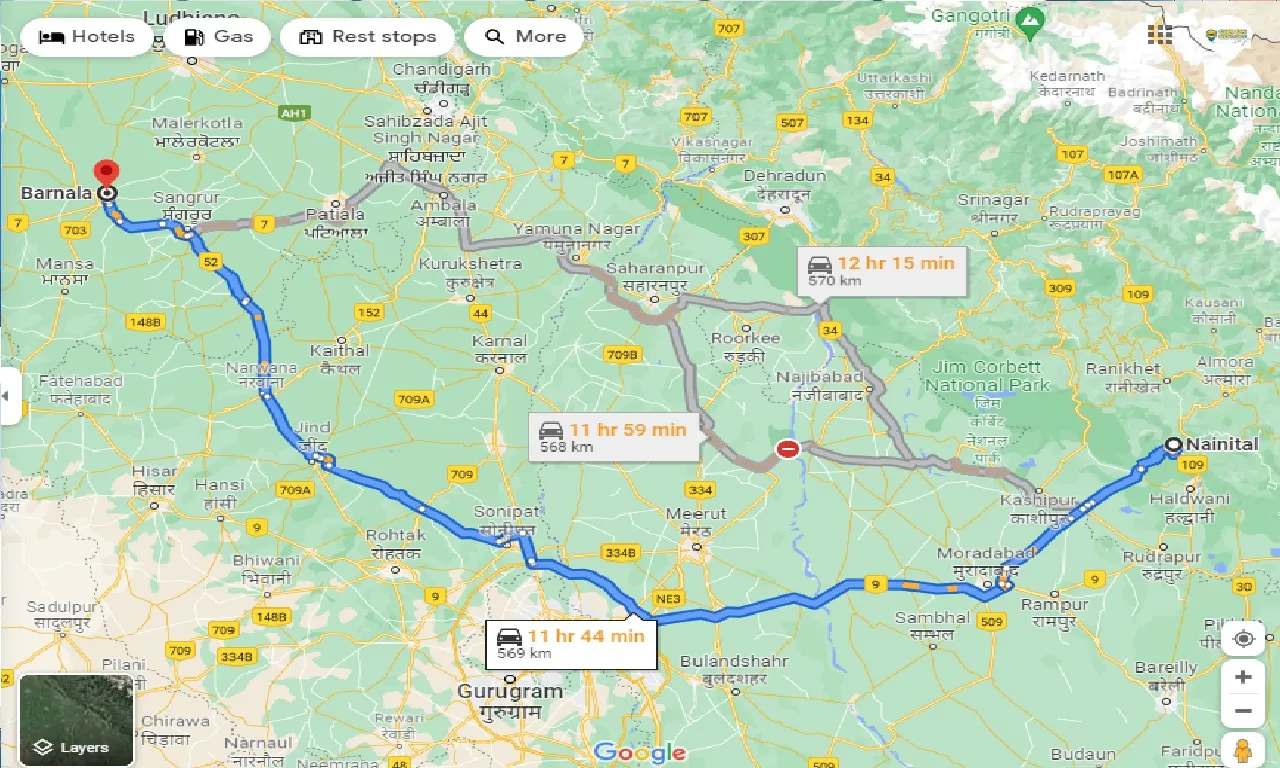 nainital-to-barnala-taxi