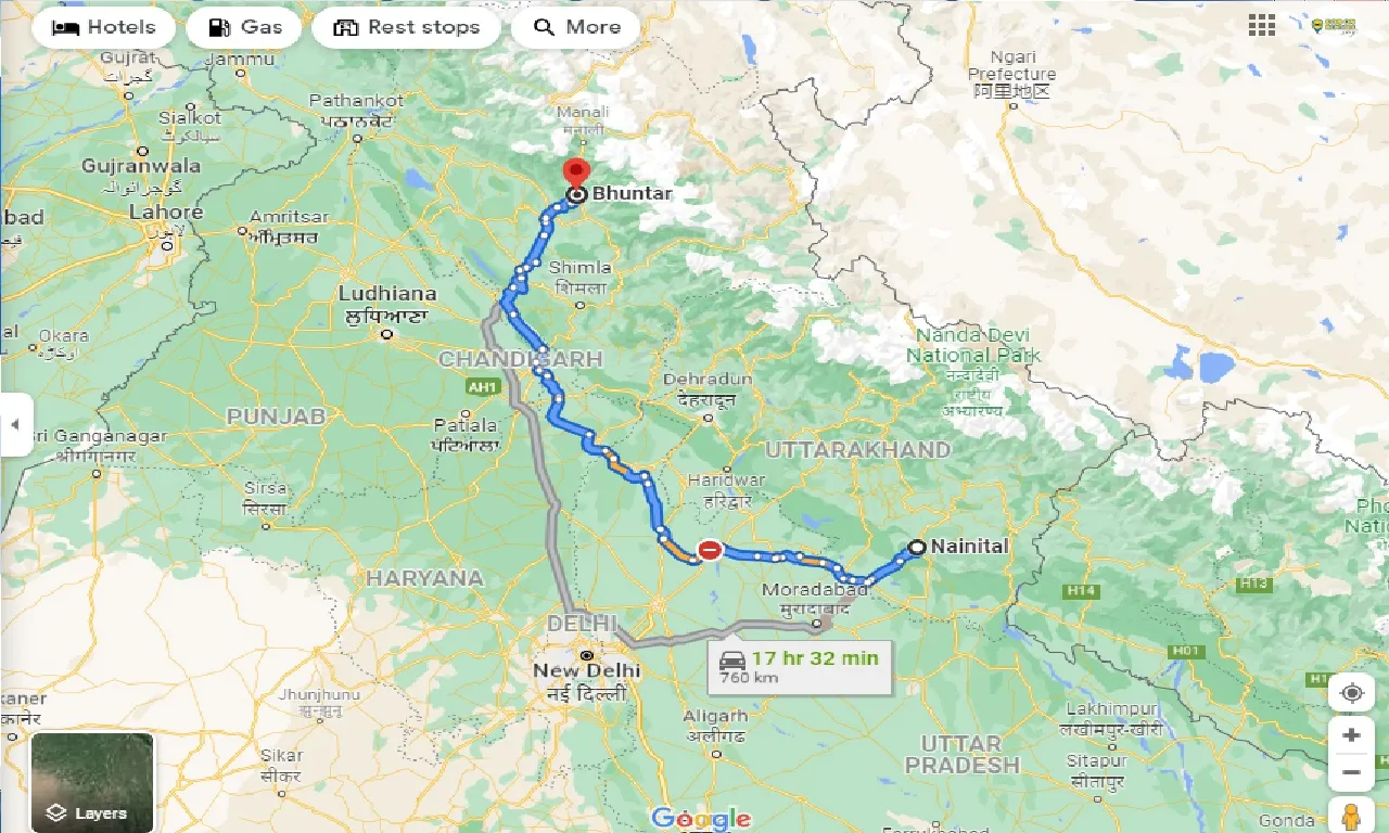 nainital-to-bhuntar-taxi