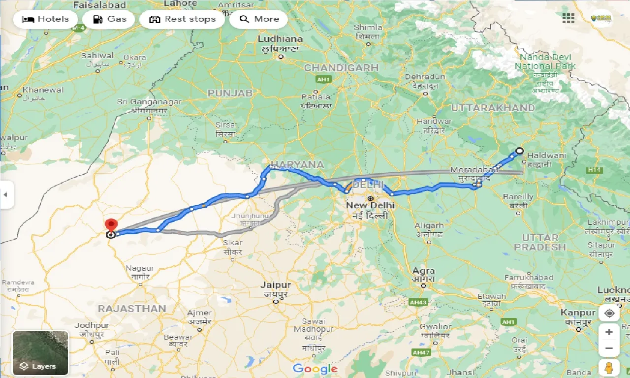 nainital-to-bikaner-taxi