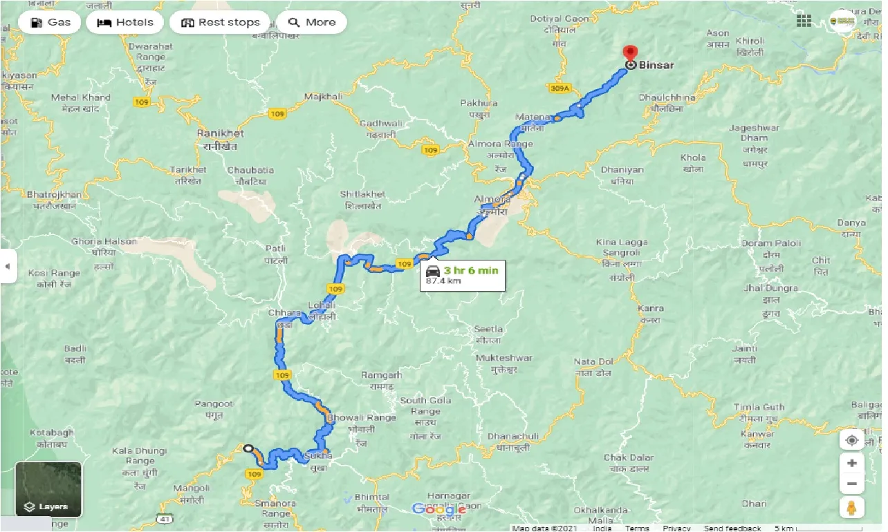 nainital-to-binsar-one-way