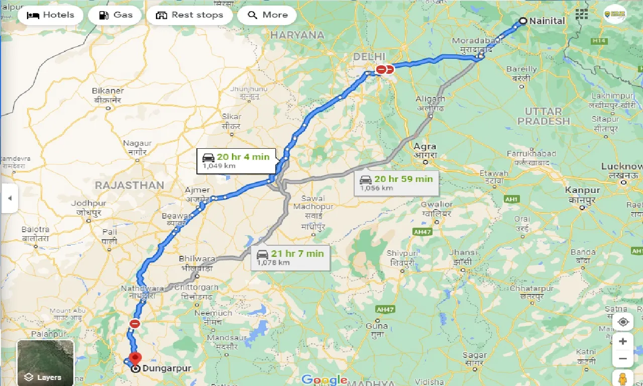 nainital-to-dungarpur-taxi