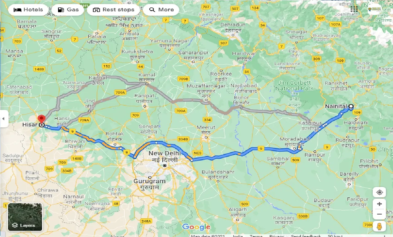 nainital-to-hisar-taxi