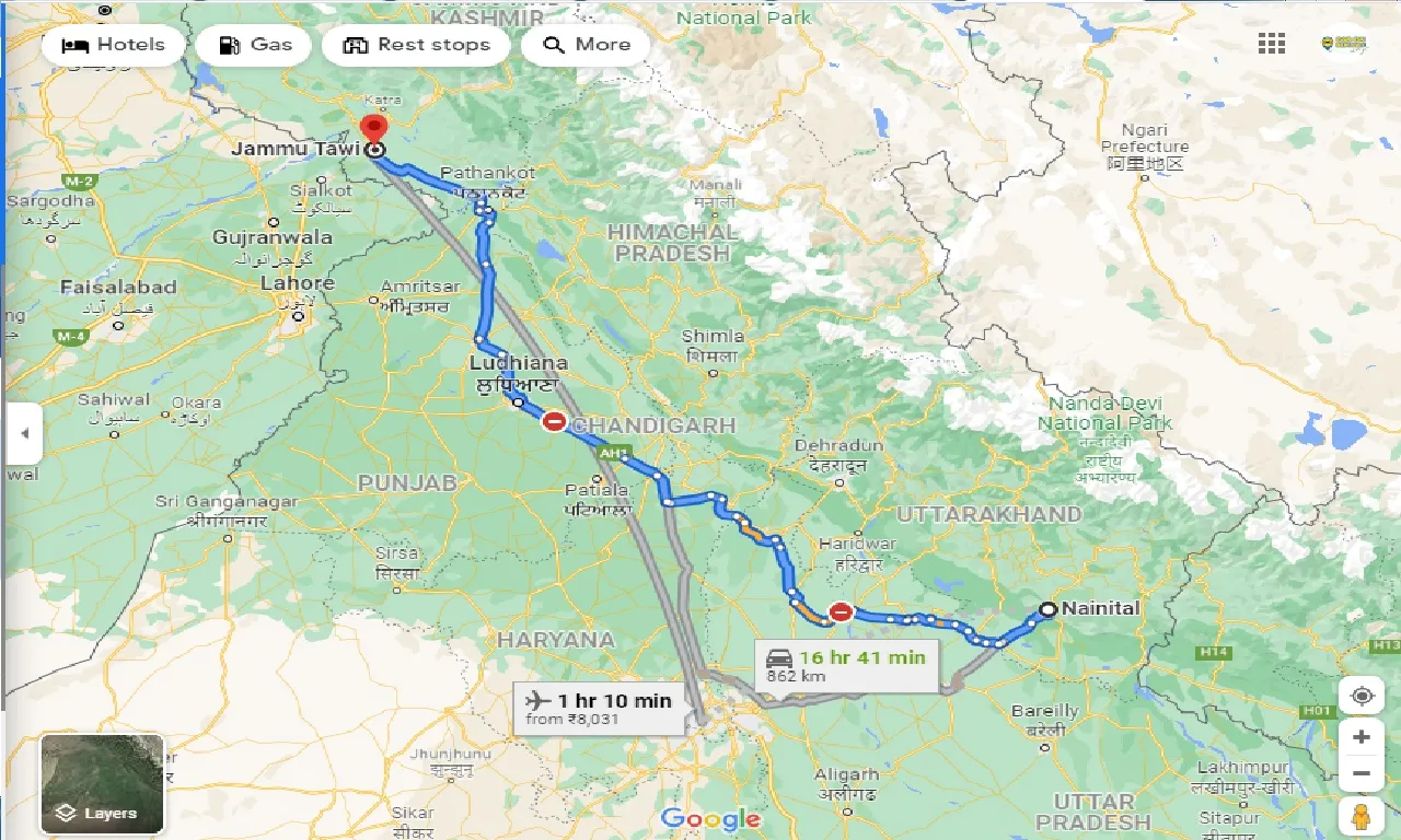 nainital-to-jammu-tawi-one-way