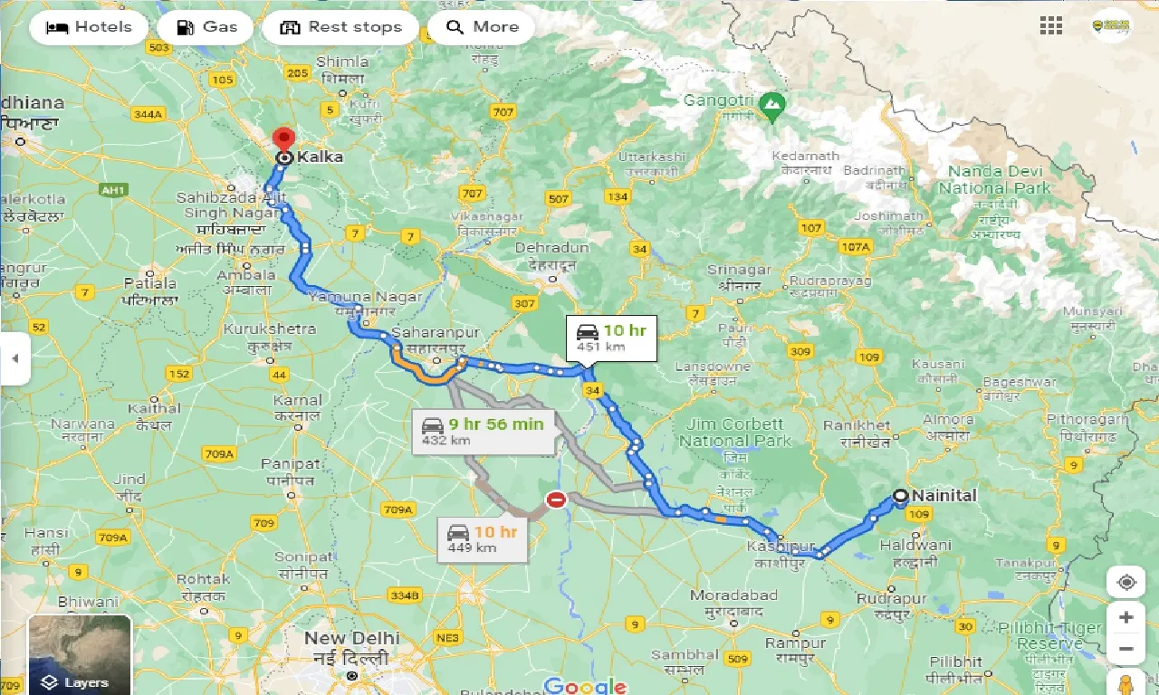 nainital-to-kalka-one-way